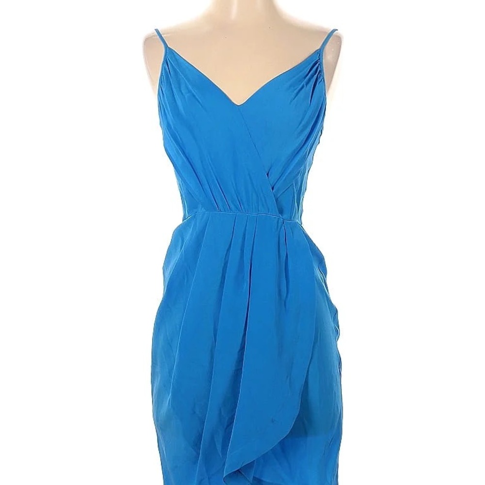 Blue silk wrap mini dress Yumi Kim